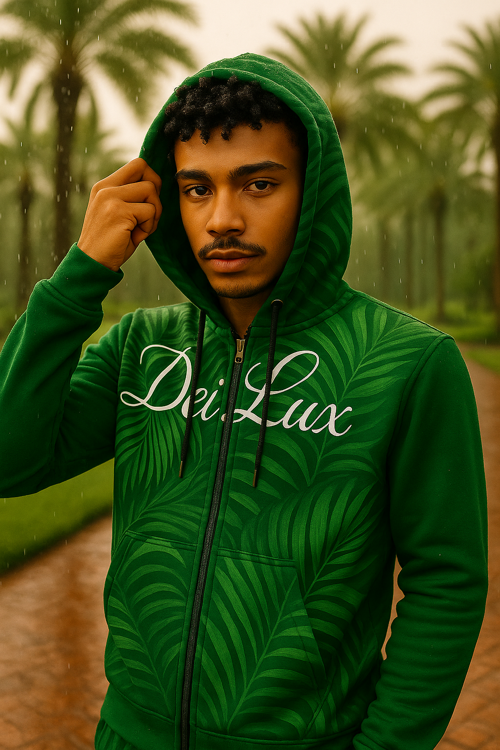 Emerald Palms - Unisex Monogram Zip Hoodie