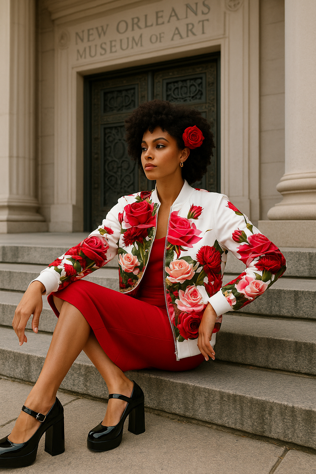 Rose Bouquet White - Unisex Bomber Jacket
