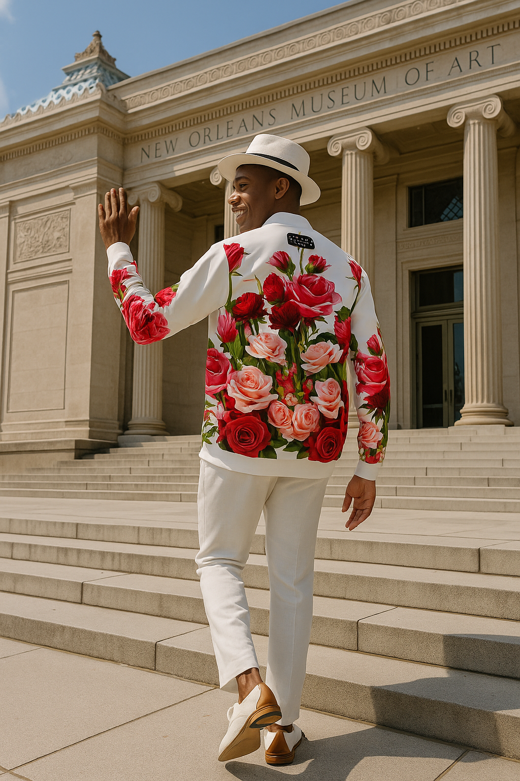 Rose Bouquet White - Unisex Bomber Jacket