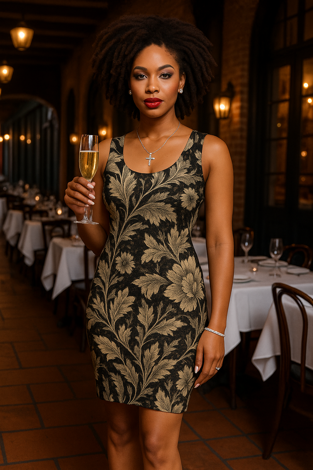 Gilded Noir Evening - Bodycon Slip Dress