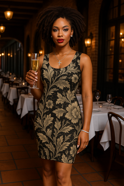 Gilded Noir Evening - Bodycon Slip Dress