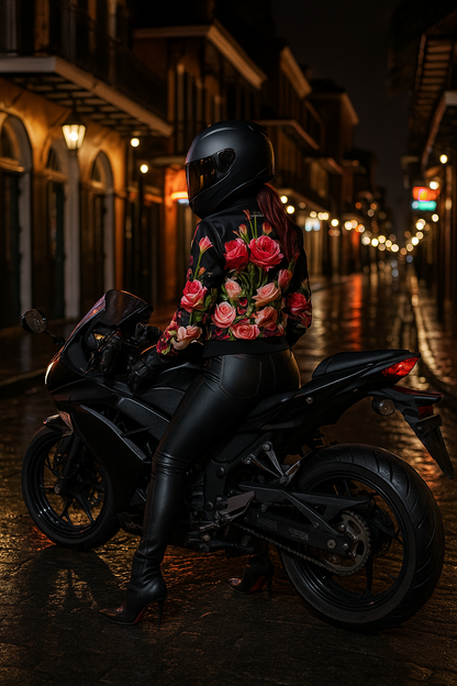 Rose Bouquet - Unisex Noir Bomber Jacket
