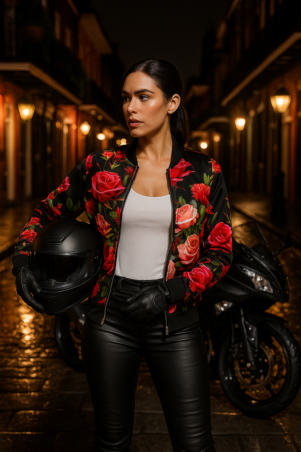 Rose Bouquet - Unisex Noir Bomber Jacket