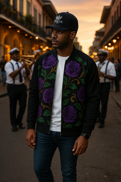 Noir Violet Bloom - Unisex Bomber Jacket