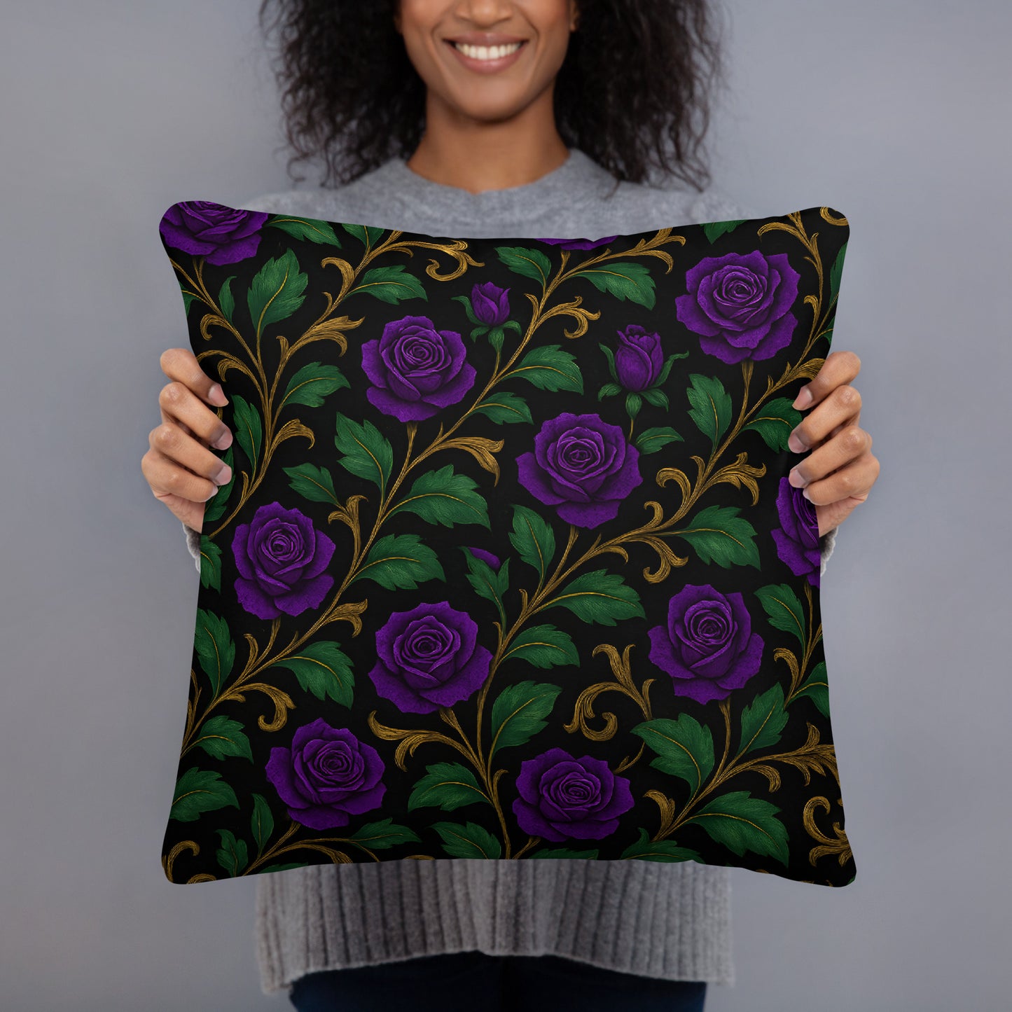 Rose Violet - Floral Pillow