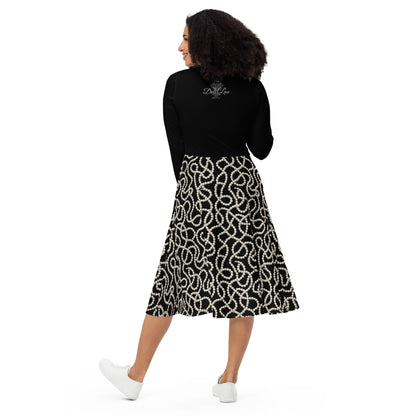 Stringed Pearl -  Long Sleeve Midi Dress