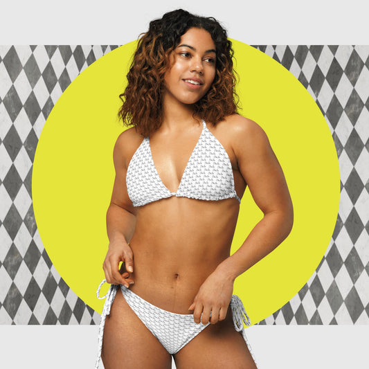White Dei Lux - All-over print recycled string bikini