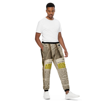Golden Scripture – Unisex Track Pants The Golden Scripture track pants extend the sacred design with intricate detailing. Comfortable yet refined, they are designed to be worn as a striking set or a standalone statement. John 8:12 - Unisex Track Pants